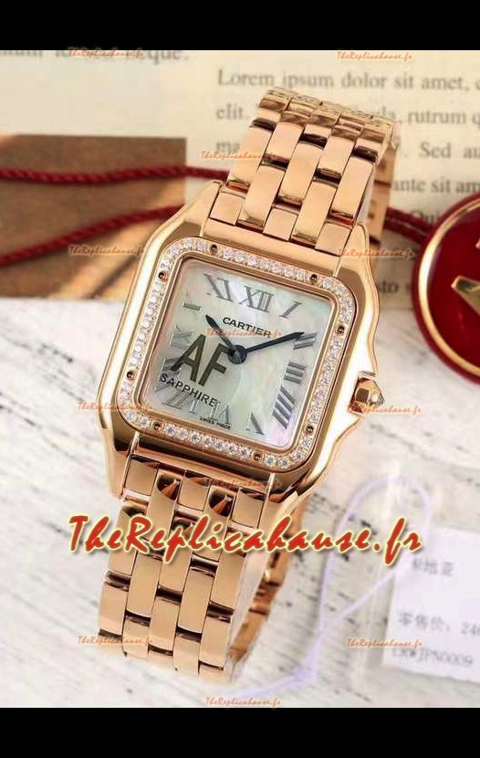 PANTHERE de Cartier Edition 27mm Cadran Perle Montre qualité miroir 1:1 Suisse Boîtier Or Rose