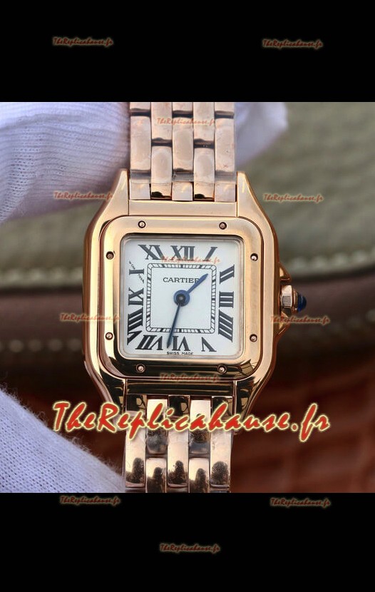 Cartier PANTHERE Edition 1:1 Miroir Montre Suisse Or Rose Cadran Blanc