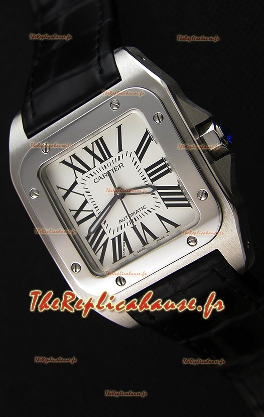 Cartier Santos De Cartier 1:1 Miroir Montre Réplique Sangle Noir 33MM Montre Femme 