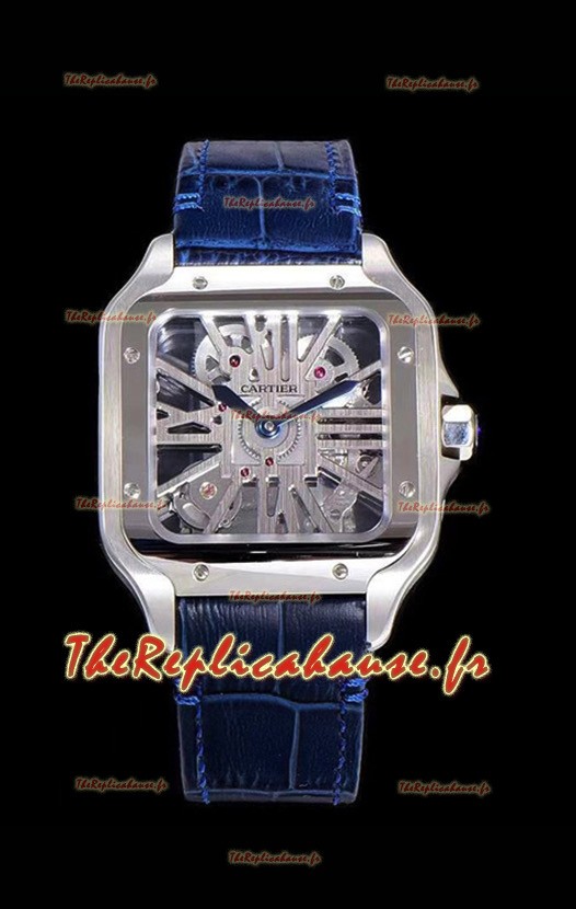 Montre squelette Cartier Santos DUMONT en acier inoxydable Montre suisse 
