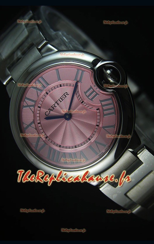 Montre Ballon De Bleu avec un Cadran Rose 36MM avec un Mouvement de Quartz Suisse