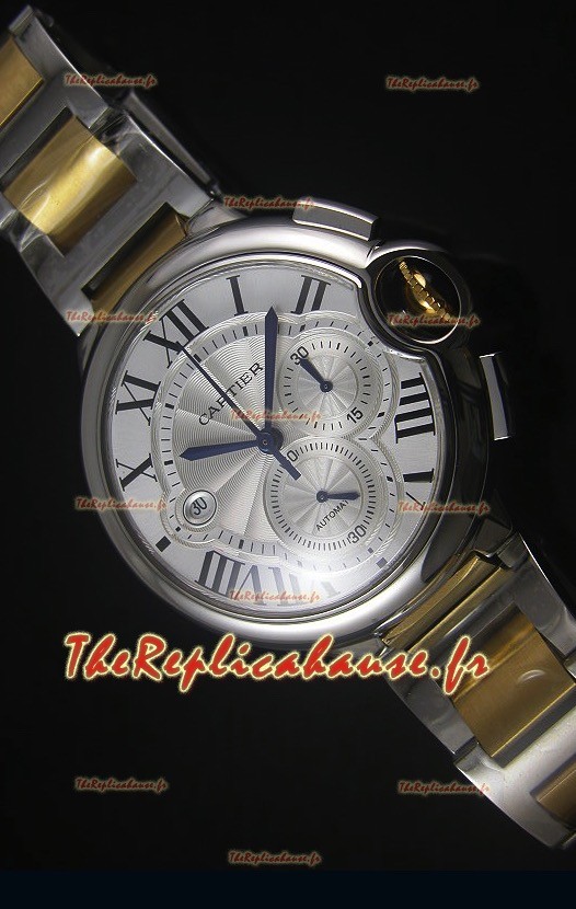 Boitier en Or Jaune Deux Tons Ballon De Cartier Chronographe - 1:1 Replica Miroir
