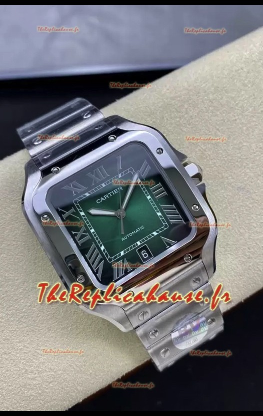 Cartier Santos De Cartier en acier 904L Cadran vert Réplique miroir 1:1 - Montre en acier inoxydable 40MM