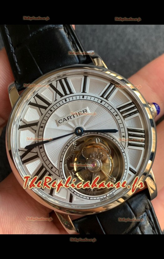 Rotonde De Cartier Flying Tourbillon Réplique Montre Super Clone en or rose