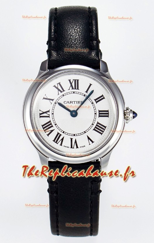 Ronde De Cartier Réplique Montre Suisse Super Clone 29MM avec cadran blanc argenté