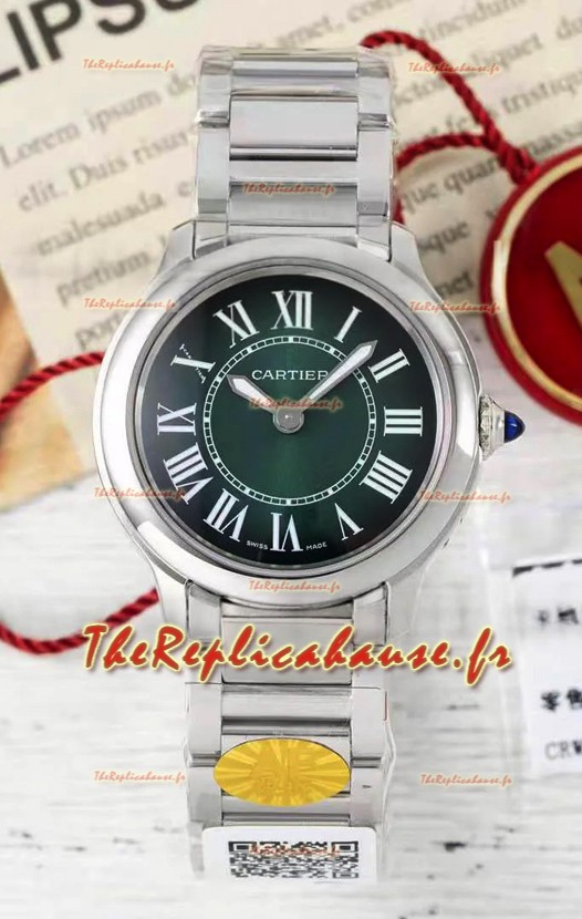 Cartier Ronde Must 29MM Cadran Quartz Vert Réplique montre suisse 1:1