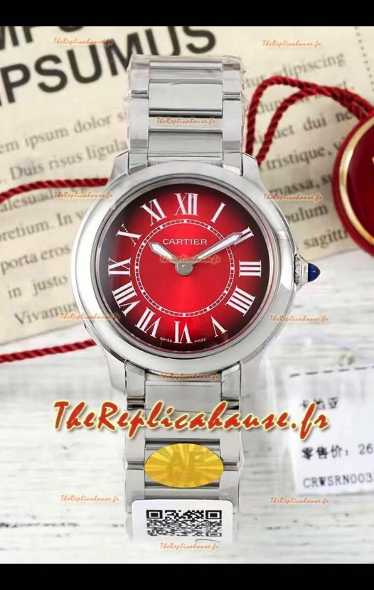 Cartier Ronde Must 29MM Cadran rouge Quartz suisse Réplique montre suisse 1:1 