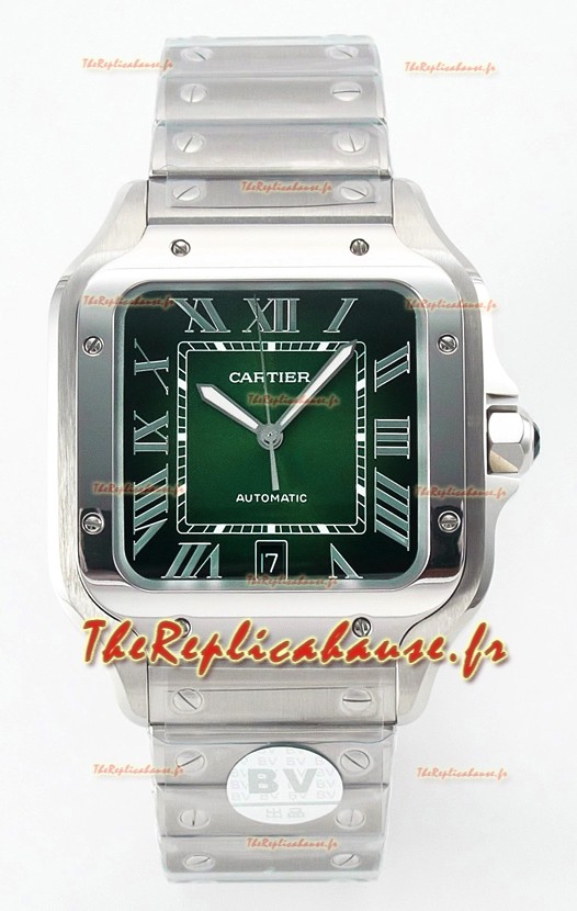 Cartier Santos De Cartier 904L Acier Cadran Vert réplique de la montre Super Clone 40MM 