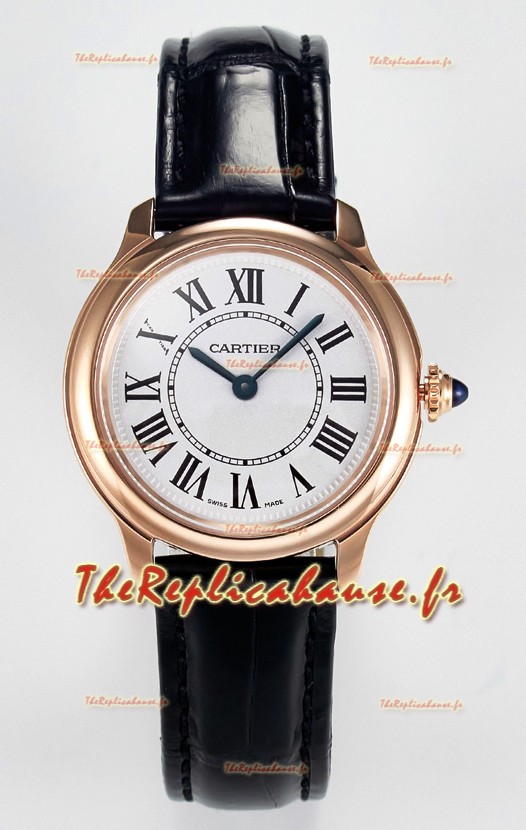 Ronde Louis Cartier Montre Super Clone 29MM en or rose avec mouvement à quartz suisse