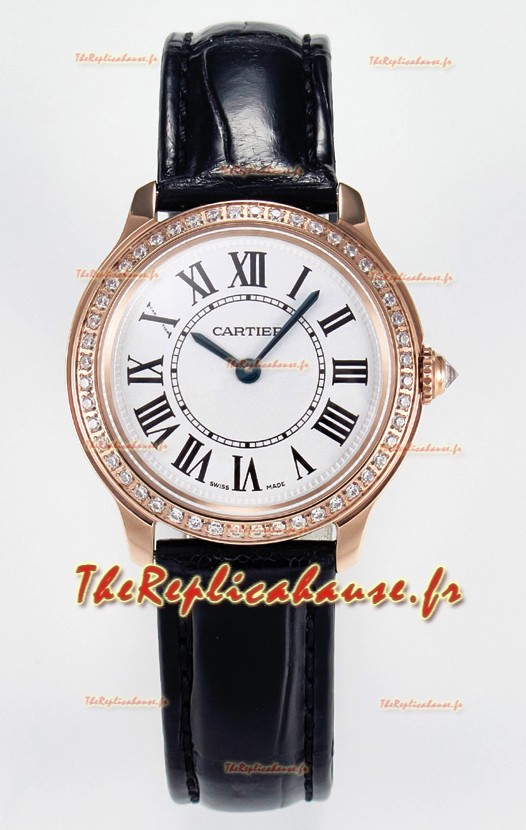 Ronde Louis Cartier Super Clone 29MM Or Rose. Montre en or rose avec mouvement à quartz suisse