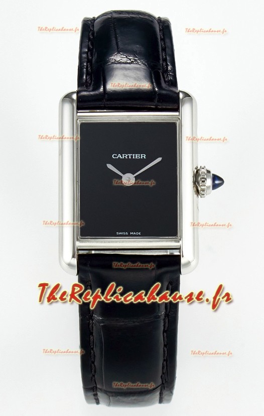 Tank Must Montre Cartier Super Clone Edition 29MM en Acier Cadran Noir 