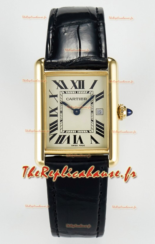 Tank Must Cartier Montre Super Clone Edition 33.7 en or jaune 