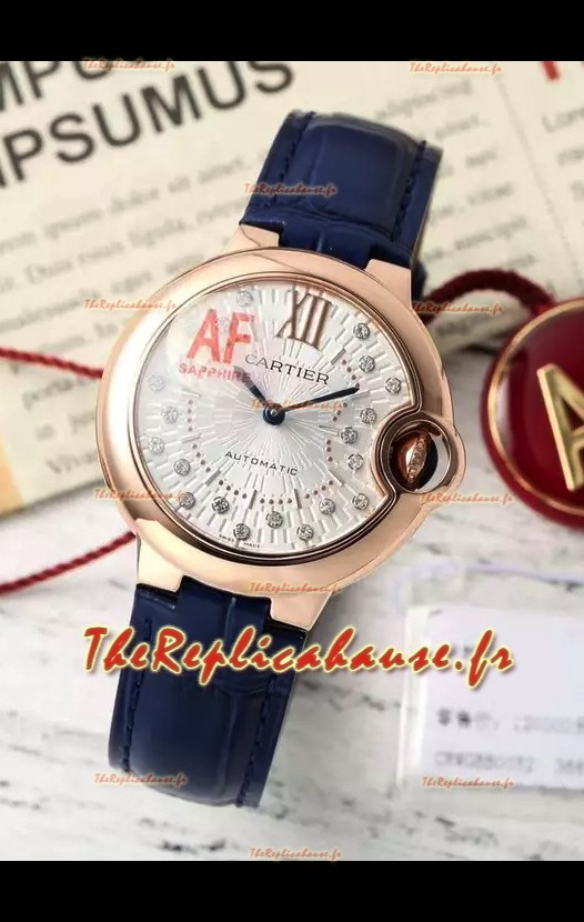 Ballon De Cartier Automatique Suisse Qualité Miroir 33MM en Plaqué Or Rose