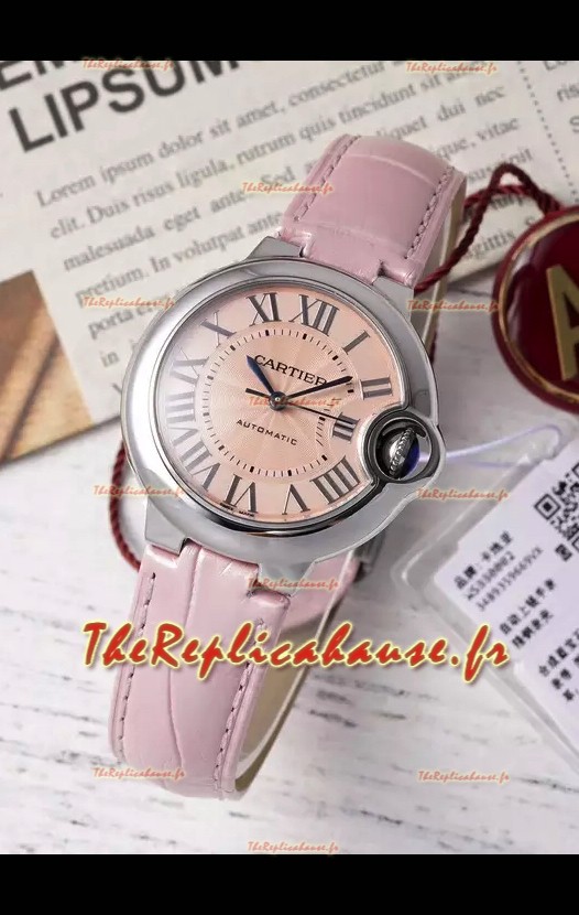 Ballon De Cartier Automatique Suisse Cadran Beige Qualité Miroir 33MM en Acier Inoxydable