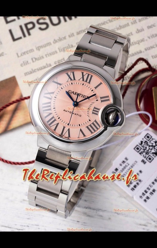 Ballon De Cartier Automatique Suisse Cadran Beige Qualité Miroir 33MM en Acier Inoxydable