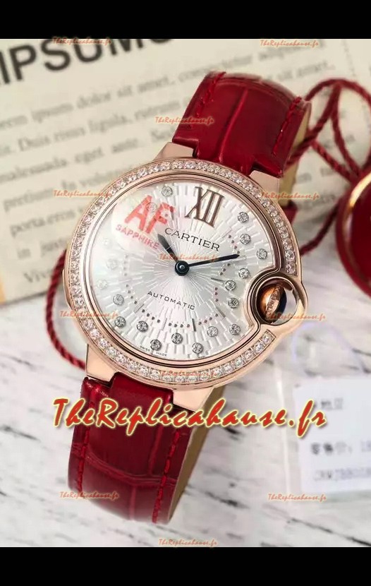 Ballon De Cartier Automatique Suisse 1:1 Qualité Miroir 33MM en Plaqué Or Rose