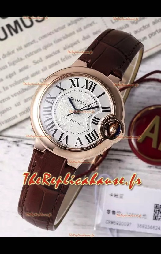 Ballon De Cartier Automatique Suisse 1:1 Qualité Miroir 33MM en Plaqué Or Rose