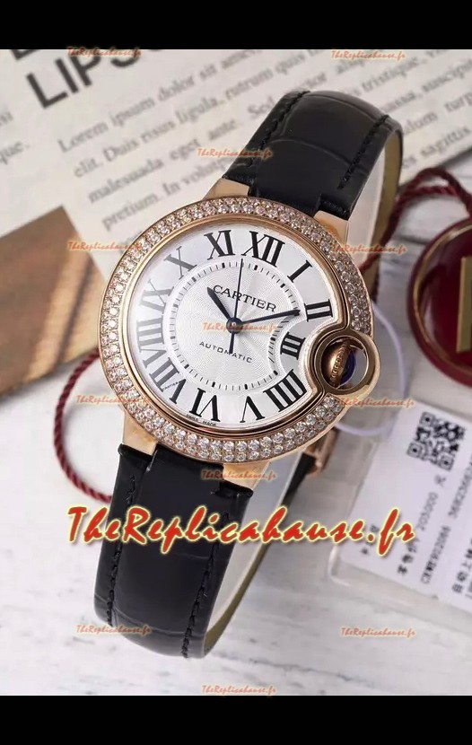 Ballon De Cartier Automatique Suisse 1:1 Qualité Miroir 33MM en Plaqué Or Rose