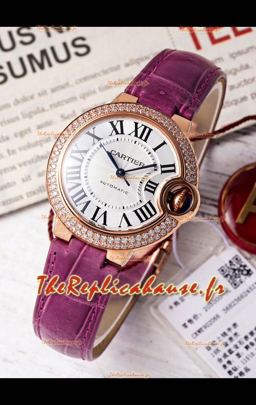 Ballon De Cartier Automatique Suisse 1:1 Qualité Miroir 33MM en Plaqué Or Rose