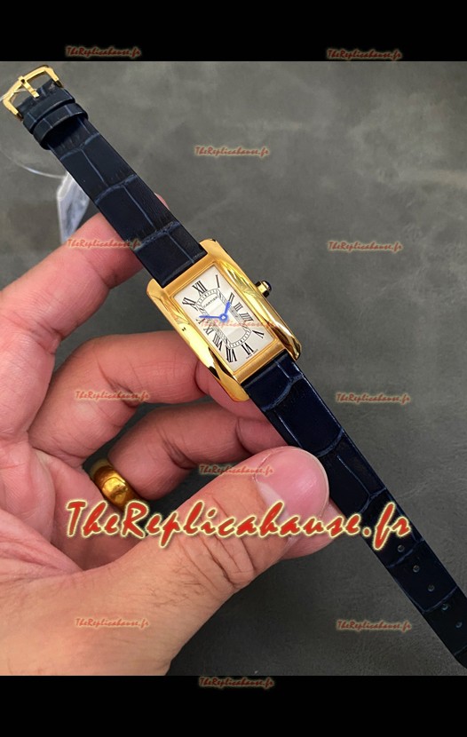 Cartier Tank Americaine Ladies Montre Suisse à Quartz Réplique 1:1 Boîtier Or Jaune