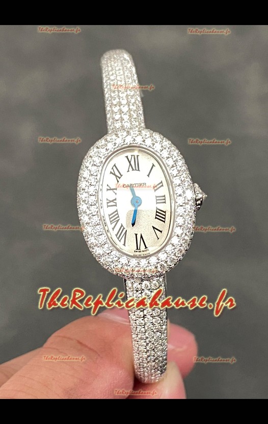 Baignoire De Cartier Diamonds Paved Réplique Montre Super Clone Quartz