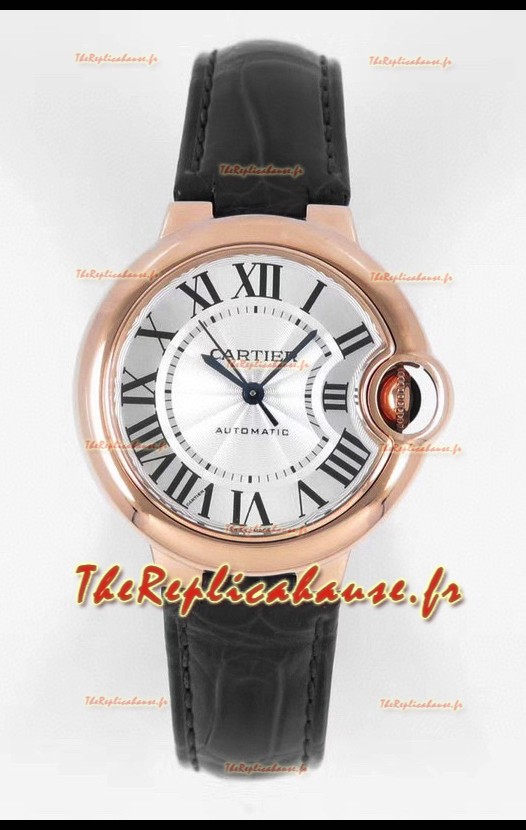 Ballon De Cartier Automatique Suisse qualité miroir 1:1 33MM en plaqué or rose