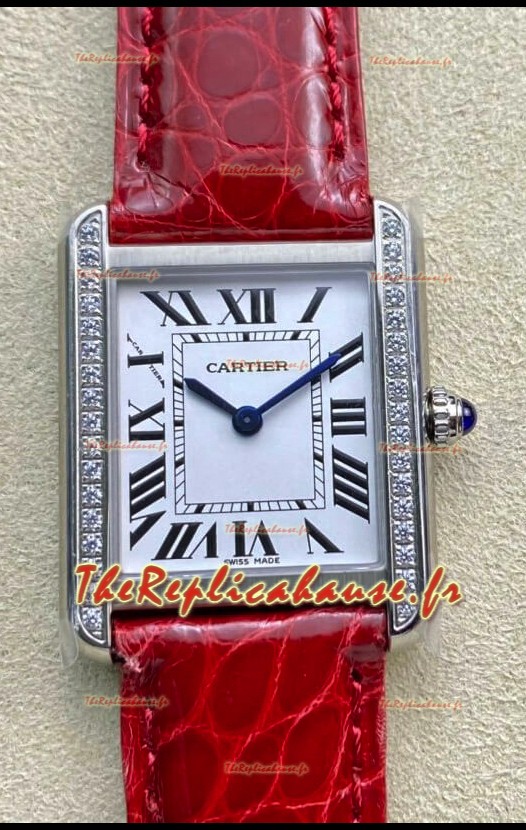 Cartier Tank Solo Montre suisse à quartz avec boîtier en acier inoxydable - Réplique Suisse miroir 1:1 de 27 mm de large
