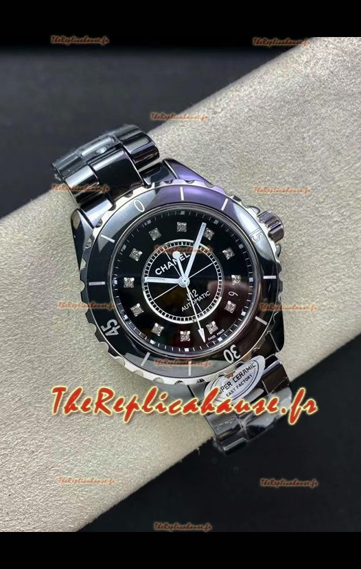 Chanel J12 38MM Montre boîtier en céramique noire Réplique montre automatique 1:1