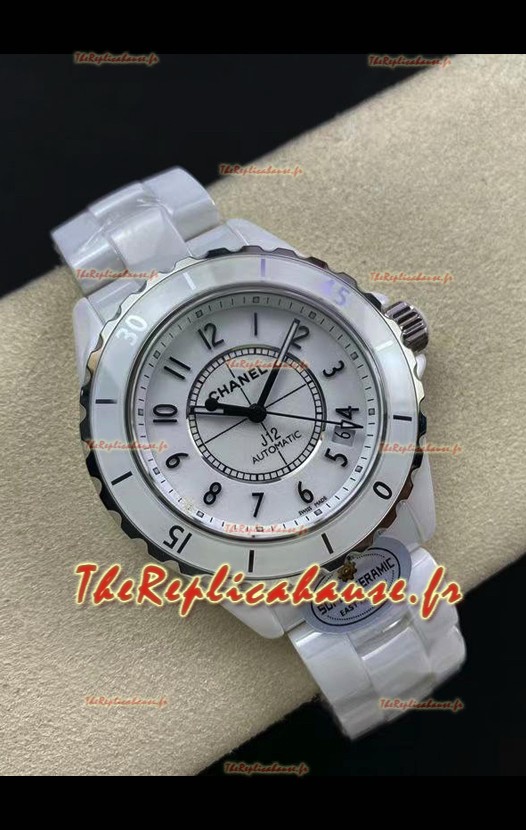 Chanel J12 38MM Montre boîtier en céramique blanche Réplique montre automatique 1:1
