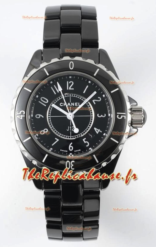 Chanel J12 Ladies Montre à boîtier en céramique noire Réplique de montre Miroir 1:1 