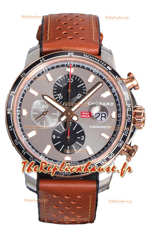 Chopard Mille Miglia GTA Chronographe 2 tons réplique miroir 1:1 - Cadran gris 