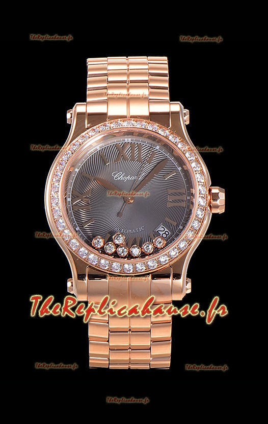 Montre Chopard Happy Sport 1:1 Réplique Suisse Automatique Réplique Montre 36MM en Or Rose