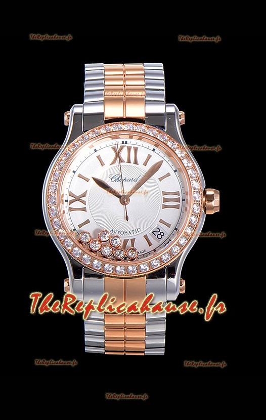Montre Chopard Happy Sport 1:1 Réplique Suisse Automatique 36MM Boîtier or rose bicolore
