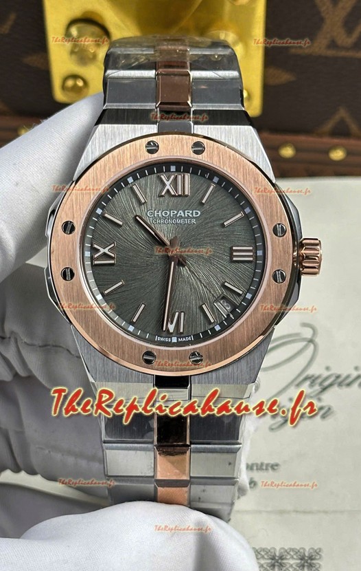 Chopard Alpine Eagle Cadran gris or rose bicolore Réplique Montre Super Clone 