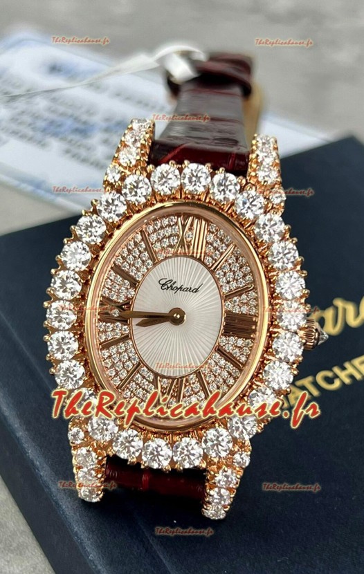 Chopard L'Heure du Diamant Mossanites Montre super clone en or jaune 34MM
