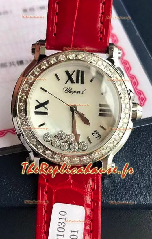 Chopard Happy Montre réplique 1:1 en acier inoxydable - Diamants véritables 