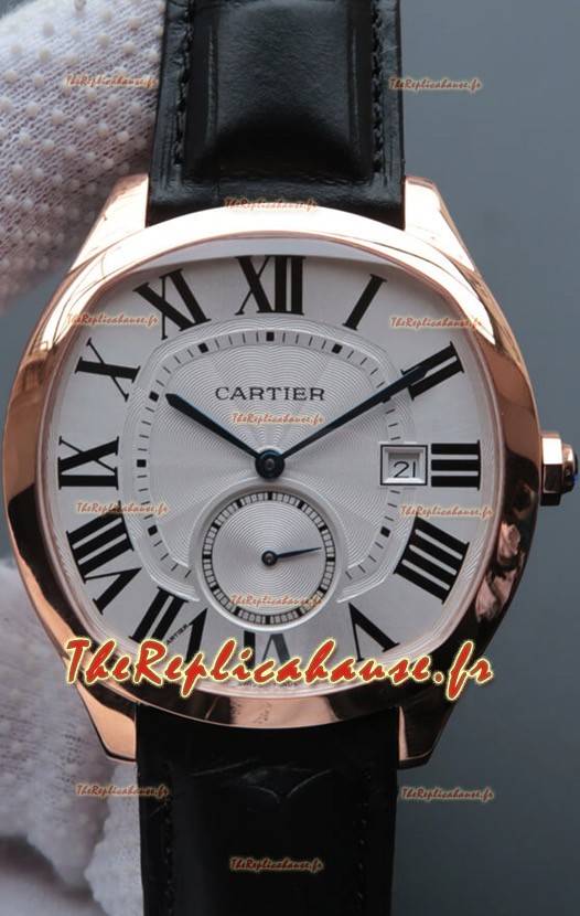 Montre "Drive De Cartier" 1:1 Réplique en plaqué or rose - cadran blanc 