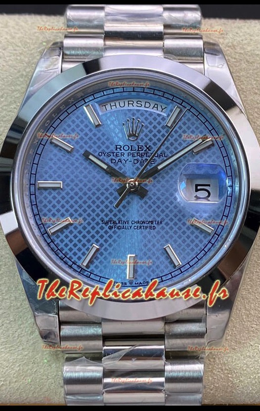 Montre Rolex Day Date Présidentielle M228206-0004 904L Acier 40MM - Cadran bleu ciel 1:1 Qualité Miroir