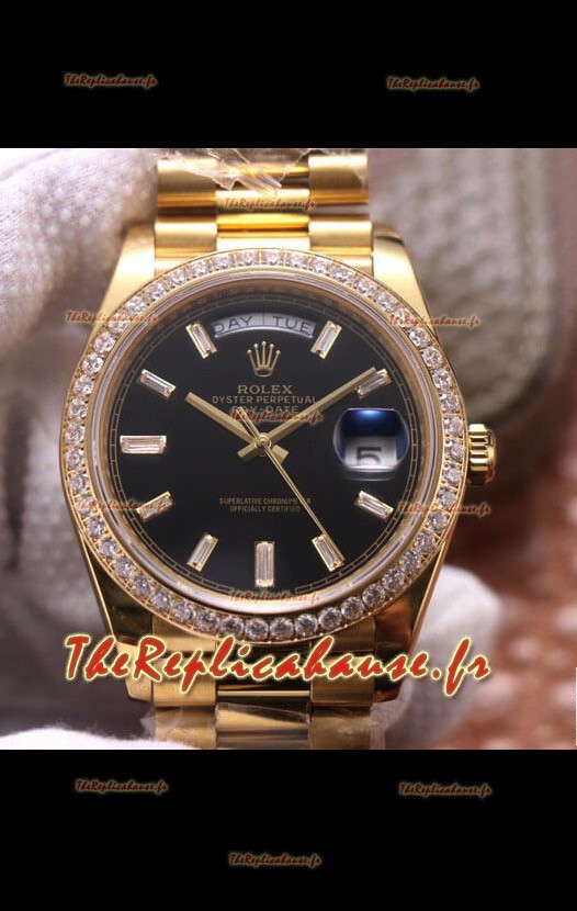 Montre Rolex Day Date Présidentielle 904L Acier Or Jaune 40MM - Cadran Or 1:1 Qualité Miroir 