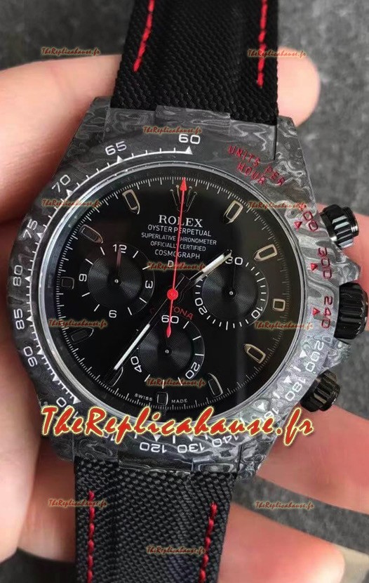 Montre Rolex Daytona DiW Carbone forgé Réplique miroir 1:1 avec bracelet en nylon