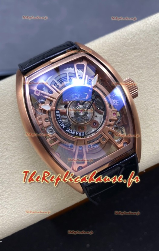 Franck Muller Curvex Grand Central Tourbillon Montre boîtier or rose Réplique Montre 1:1