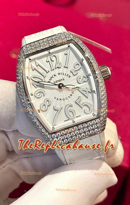 Franck Muller V32 Réplique de la montre suisse à quartz Mossanite 1:1 36MM Chiffres blancs