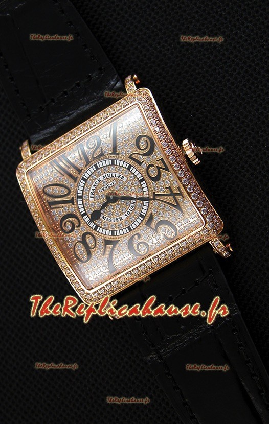 Montre Franck Muller Master of Square Ladies Montre dame en quartz réplique dans un boîtier en or rose