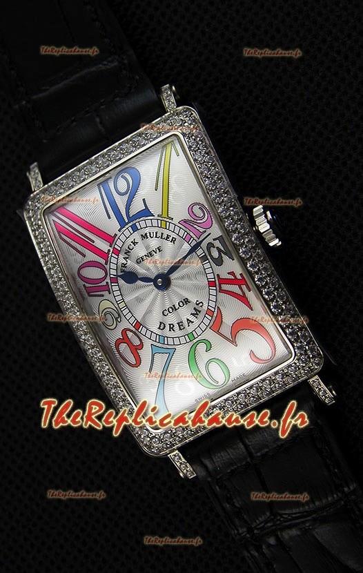 Franck Muller Long Island Color Dreams Montre réplique suisse pour dames — Bracelet noir