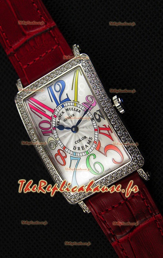 Franck Muller Long Island Color Dreams Montre réplique suisse pour dames — Bracelet rouge