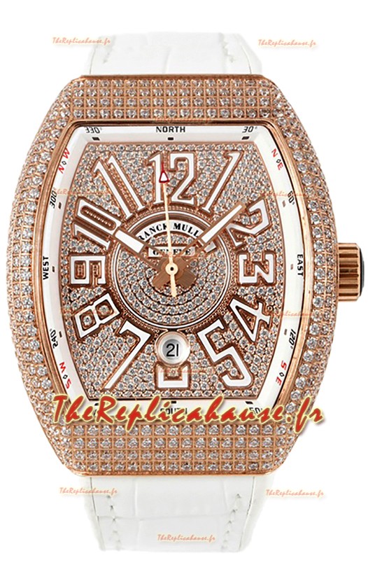 Franck Muller Vanguard V45 Edition en Plaqué Or Rose - Chiffres Blancs
