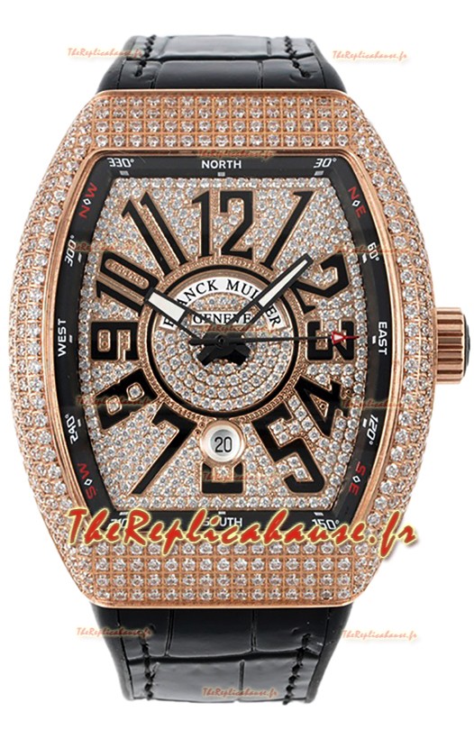 Franck Muller Vanguard V45 Edition en Plaqué Or Rose - Chiffres Noirs 
