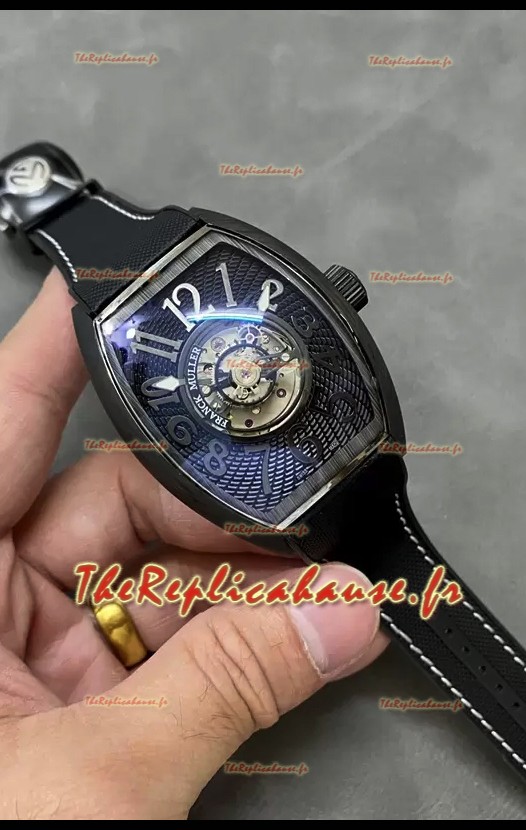Franck Muller Montre Curvex Grand Central Tourbillon Boîtier carbone noir en Montre réplique 1:1 