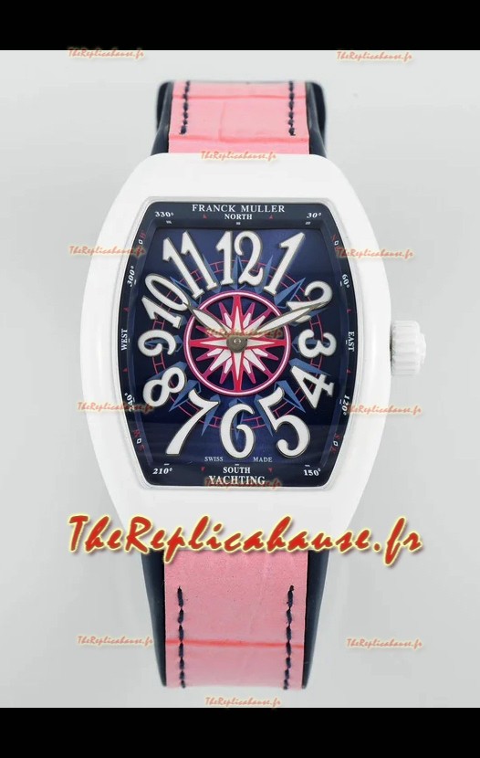 Franck Muller Vanguard Yachting V32 Cadran céramique rose/Bracelet Réplique Montre Suisse 