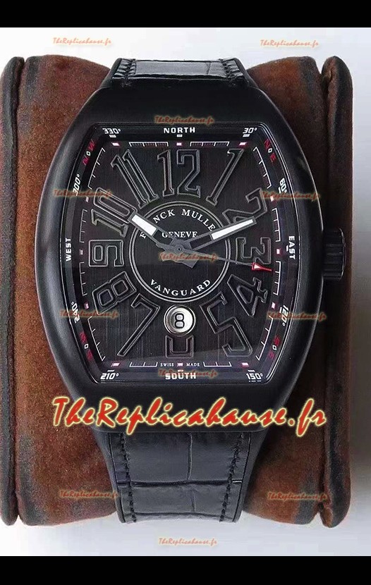 Franck Muller Vanguard Montre Suisse avec boîtier DLC et index noirs